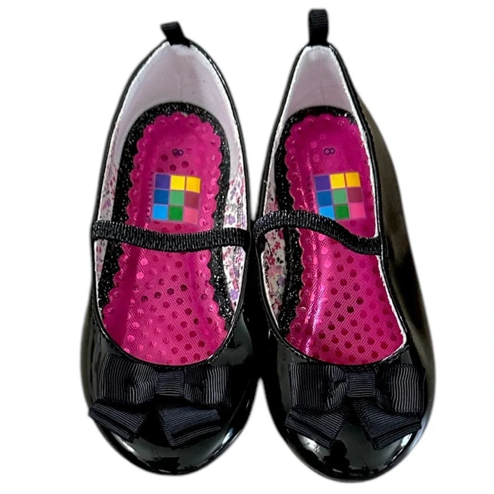 New Y2K HealthTex Girls Black Bow Mary Jane Toddler Girls Shoes Size 8